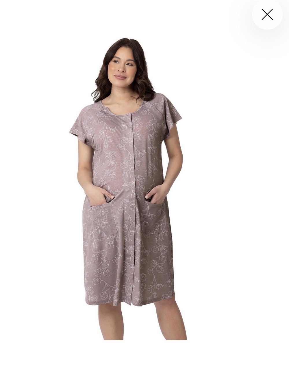 Kindred Bravely Short Sleeve Floral Nursing Robe in Dusty Mauve